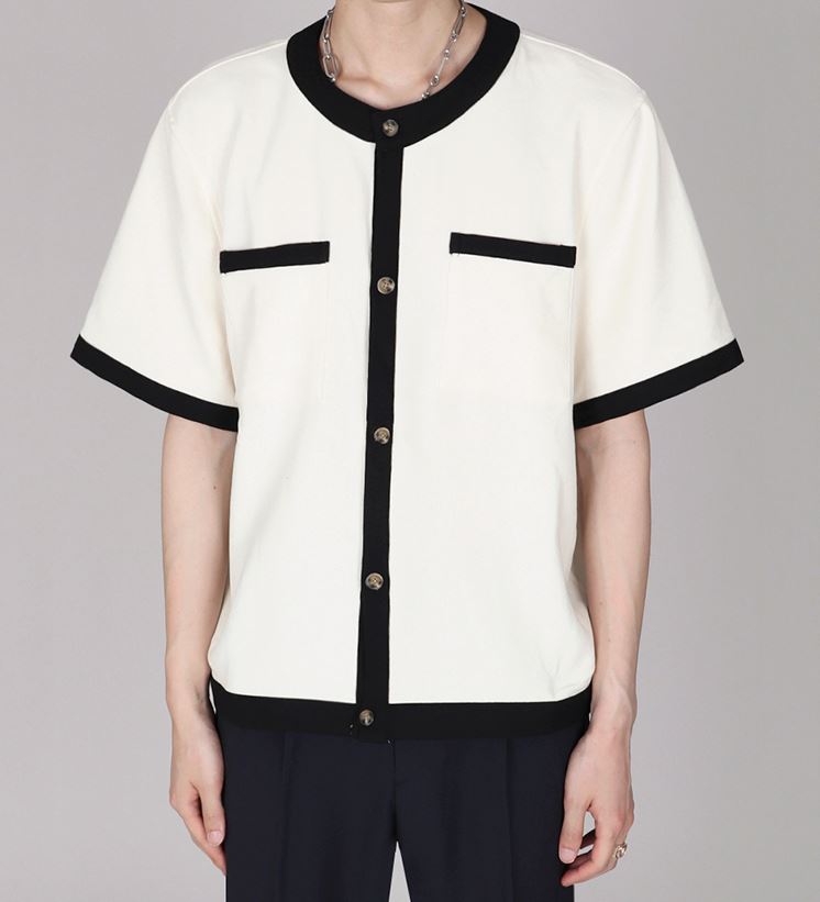 RT No. 4503 TWO TONE SHORT SLEEVE CARDIGAN