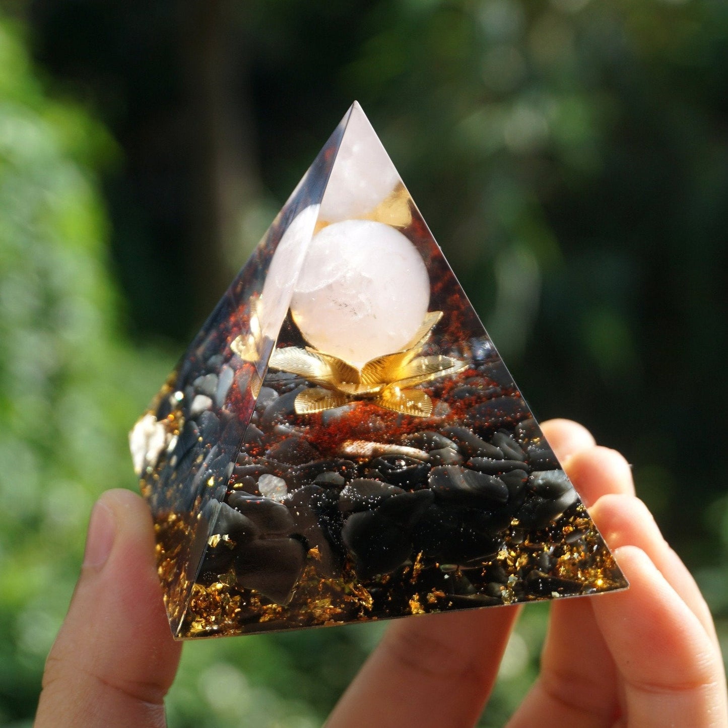 Rose Quartz Obsidian Pyramid