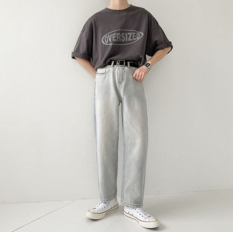 RT No. 5196 HEAVY OVERSIZE LETTERED HALF SLEEVE SHIRT