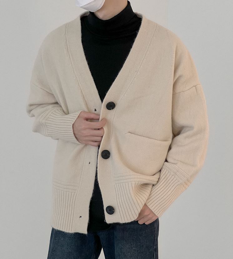 RT No. 5306 OVERSIZE KNITTED V-NECK CARDIGAN