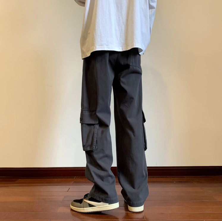 RT No. 5349 MULTI-POCKET WIDE STRAIGHT DRAWSTRING CARGO PANTS