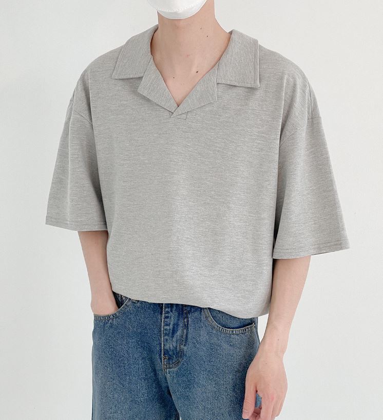 RT No. 5089 HALF SLEEVE V-NECK COLLAR SHIRT