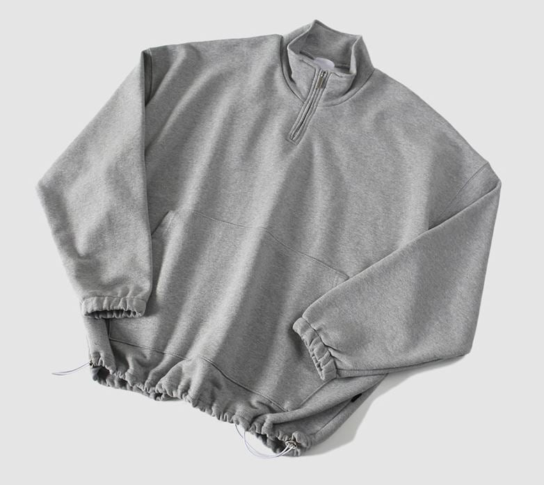 RT No. 4460 GRAY STAND COLLAR HALF ZIP-UP SWEATER