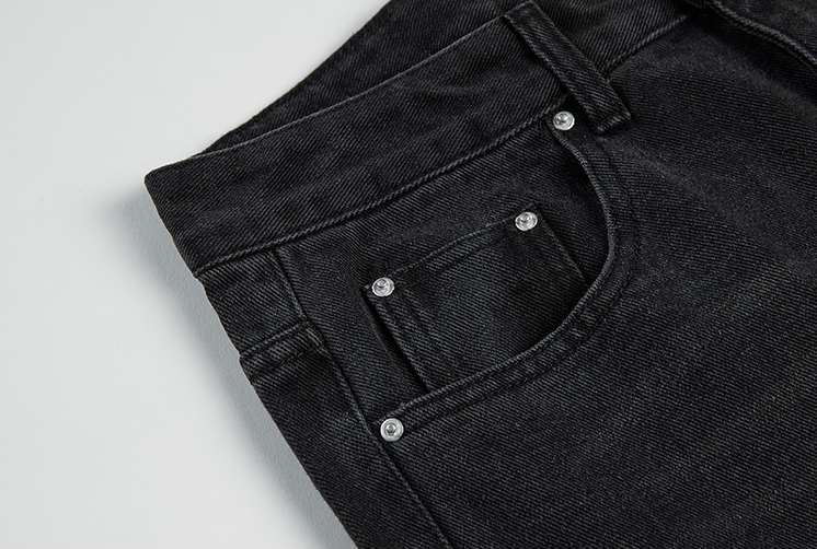 RT No. 3155 WASHED BLACK WIDE STRAIGHT PANTS