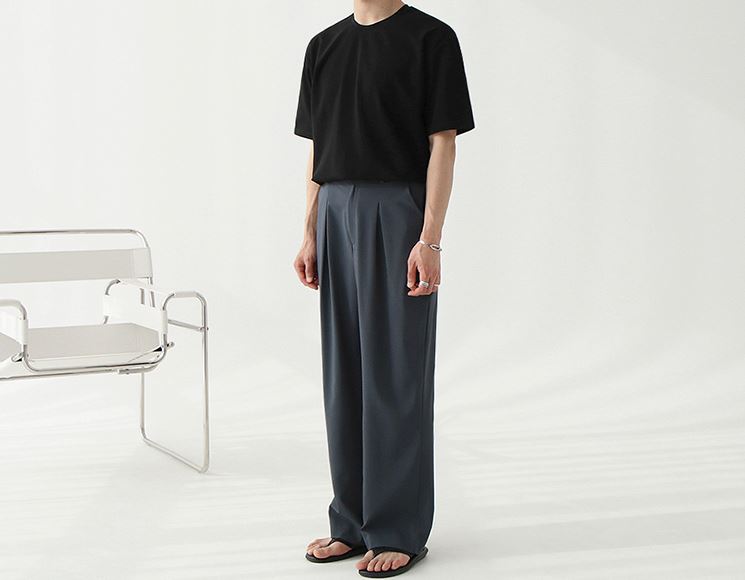 RT No. 4482 WIDE STRAIGHT DRAPE PANTS