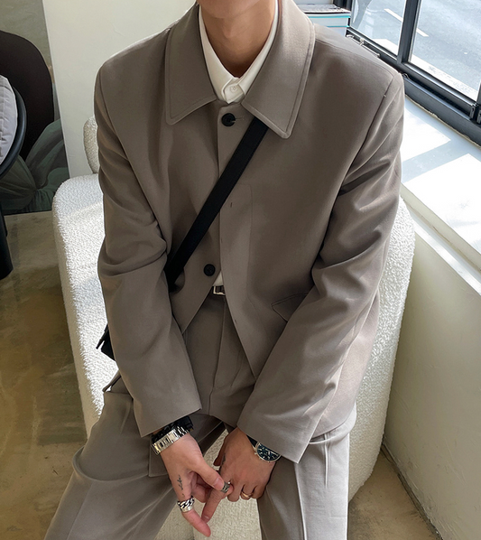 RT No. 4195 GRAY SUIT JK & WIDE PANTS