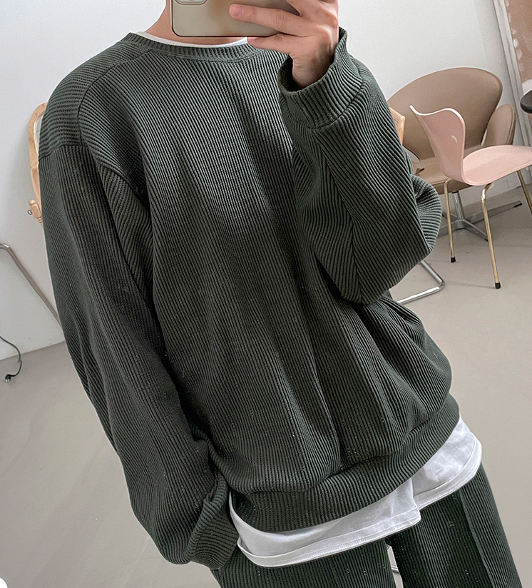 RT No. 4081 PLEATED WAFFLE SWEATER & SWEATPANTS (TOP & BOTTOM)