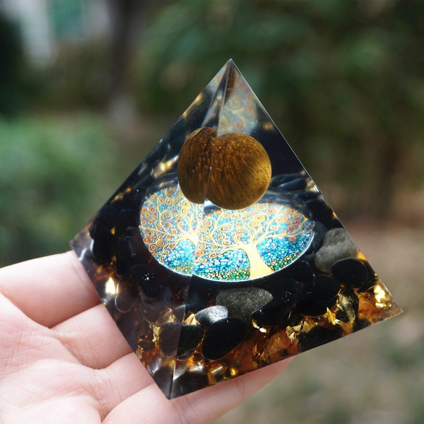 Orgonite Tiger Eye Obsidian Pyramid