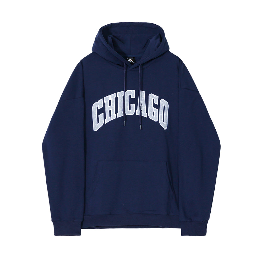 RT No. 5421 DARK BLUE CHICAGO LETTERED HOODIE