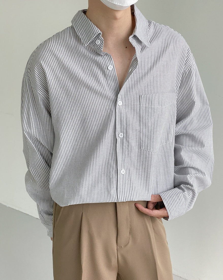 RT No. 5185 STRIPED COLLAR BUTTON-UP SHIRT