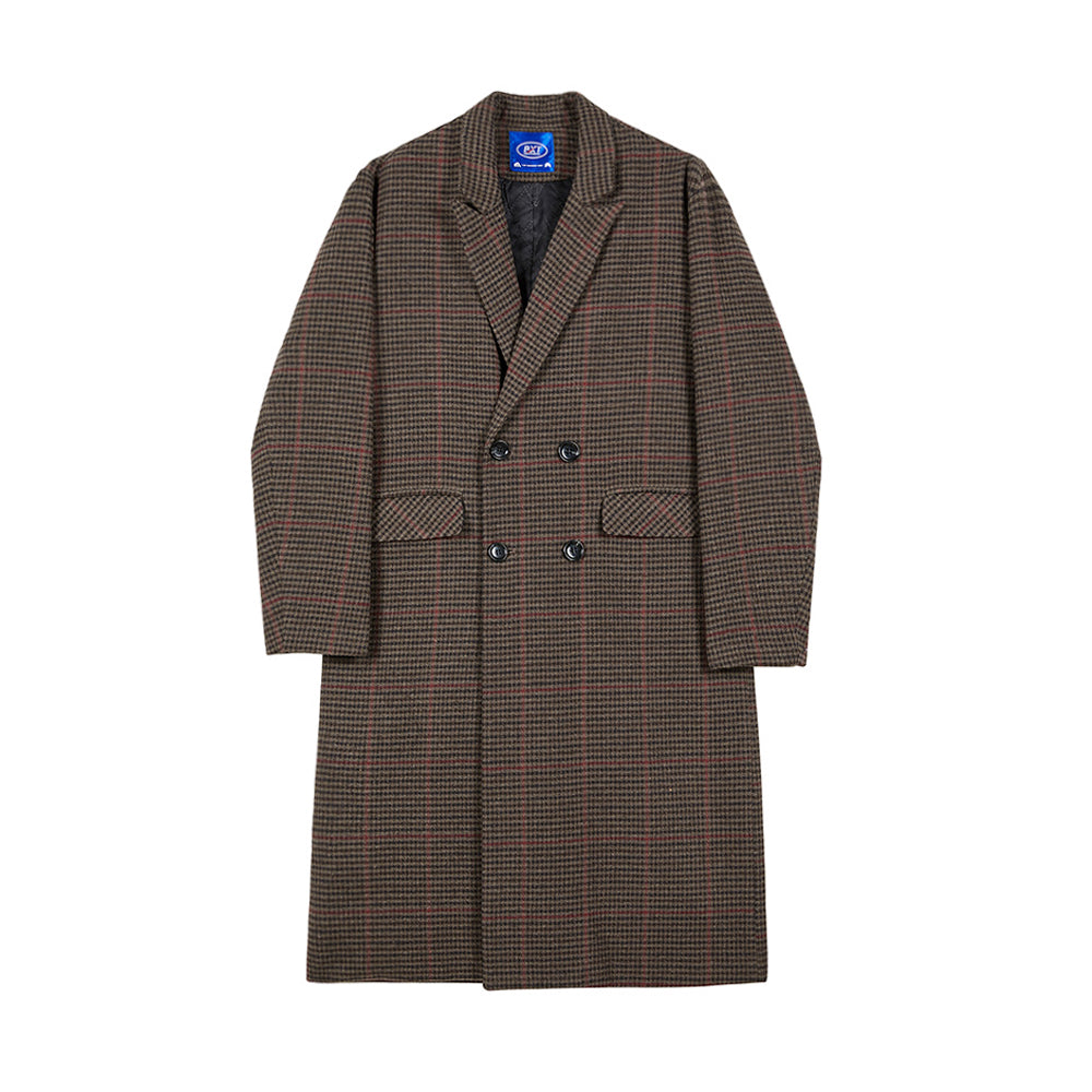 RT No. 3398 BROWN PLAID COLLAR COAT JK