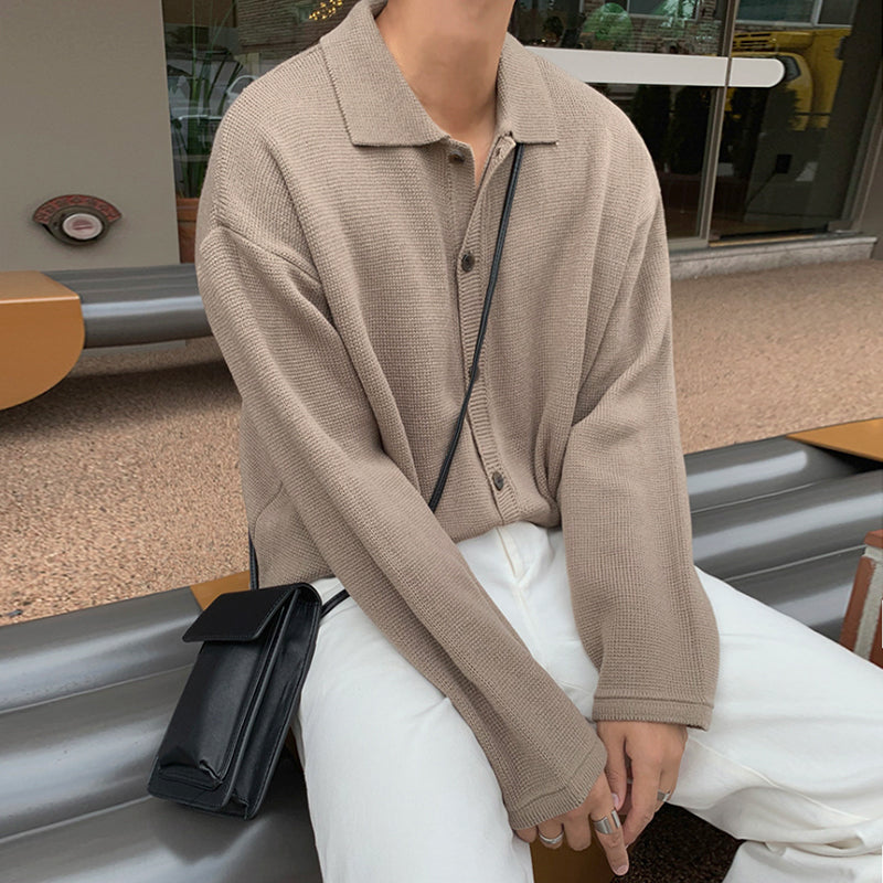 RT No. 2270 KNITTED BUTTON UP COLLAR SWEATER