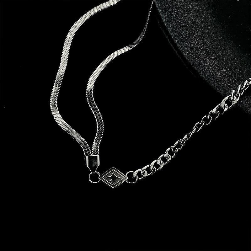 DOUBLE LAYER DIAMOND CHAIN NECKLACE