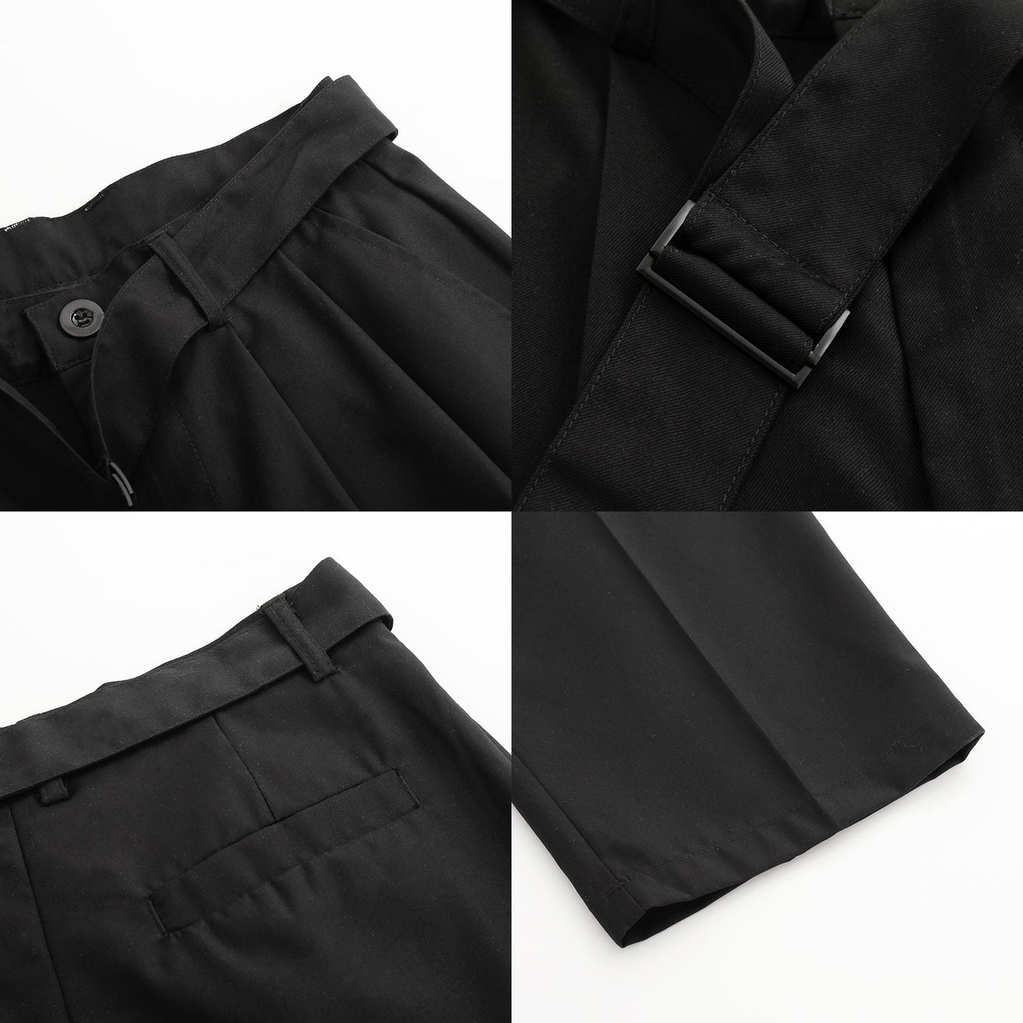 RT No. 5091 BLACK CASUAL BELT STRAIGHT PANTS