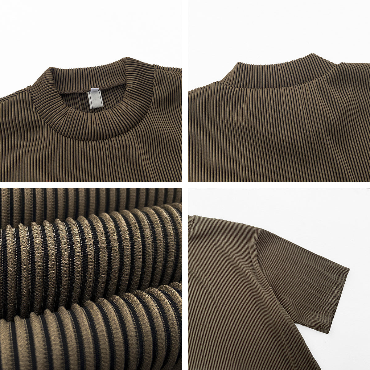 RT No. 4442 PLEATED HALF TURTLENECK SHORT SLEEVE SHIRT