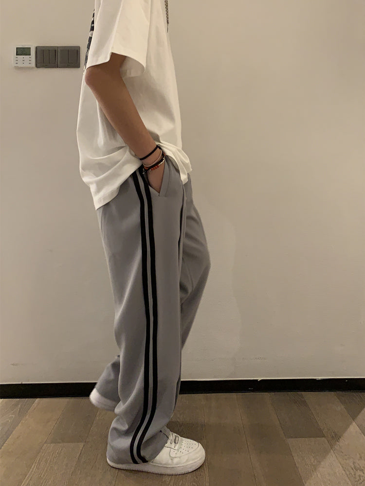 RT No. 5319 GRAY STRIPED WIDE CASUAL PANTS