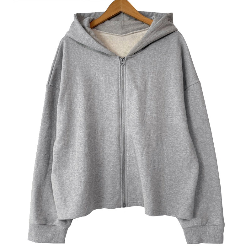 RT No. 5250 GRAY CROPPED ZIP-UP HOODIE