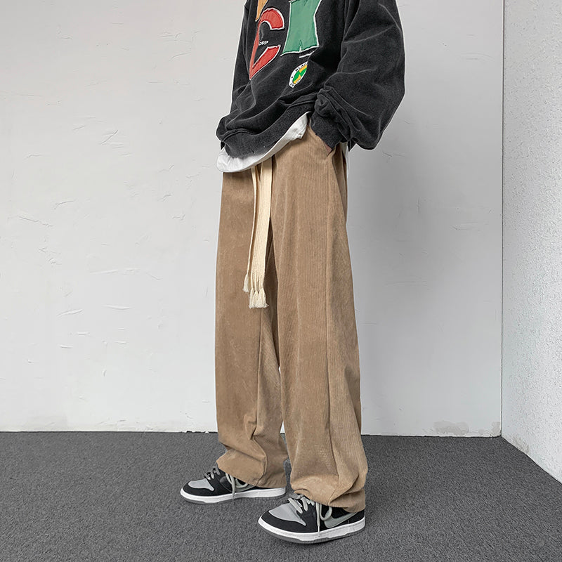 RT No. 5138 CORDUROY DRAWSTRING WIDE STRAIGHT SWEATPANTS