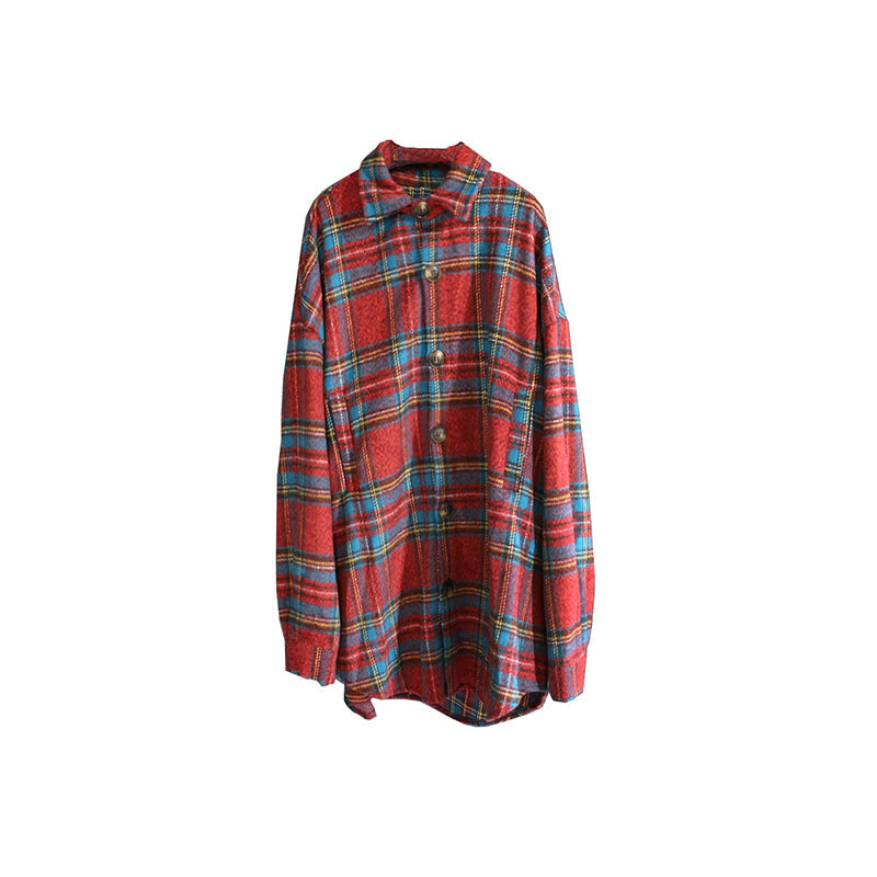 RT No. 549 OVERSIZE WOOLEN PLAID SHIRT