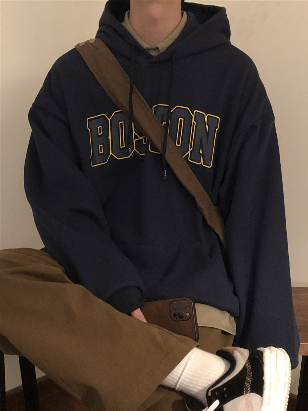 RT No. 3304 BOSTON DARK BLUE LETTERED HOODIE