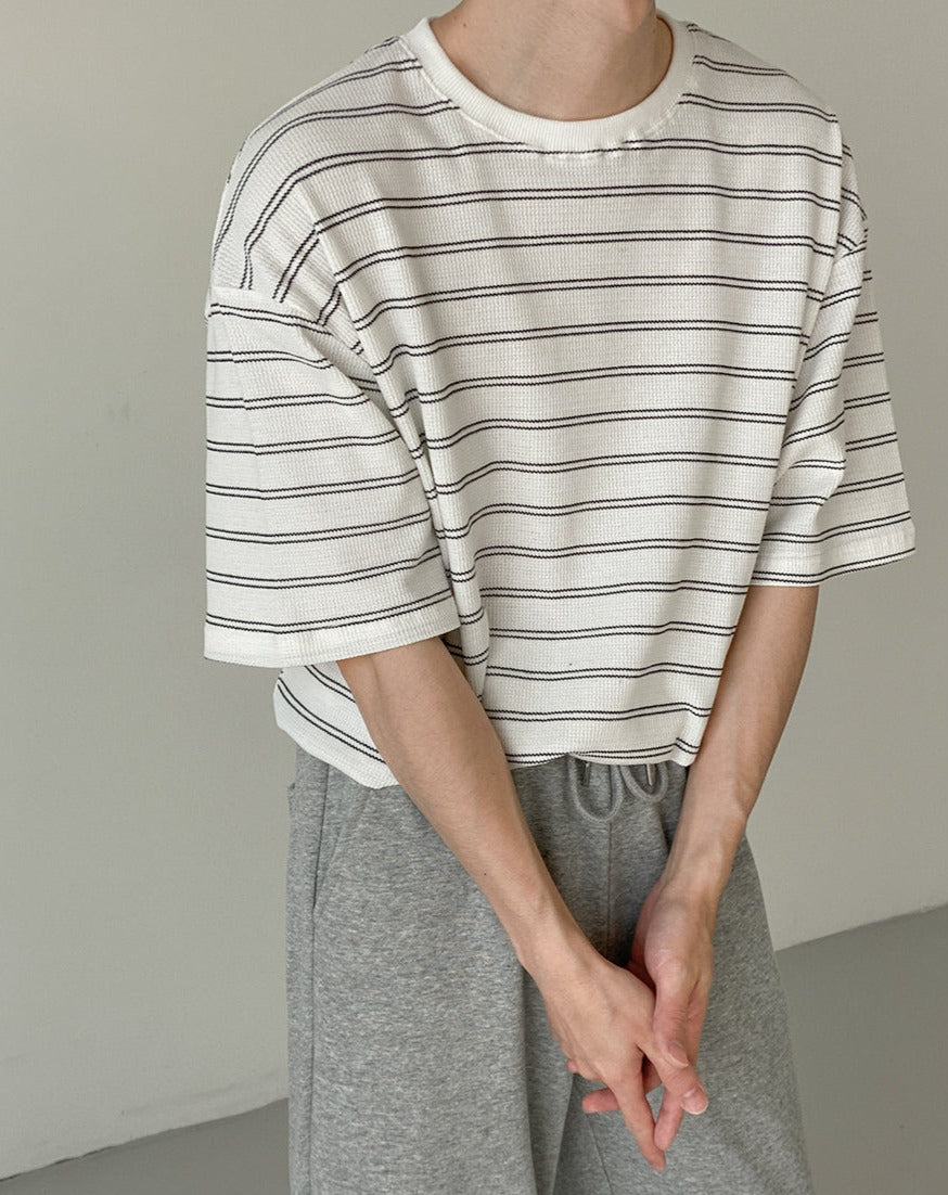 RT No. 5081 KNITTED STRIPED HALF SLEEVE SHIRT
