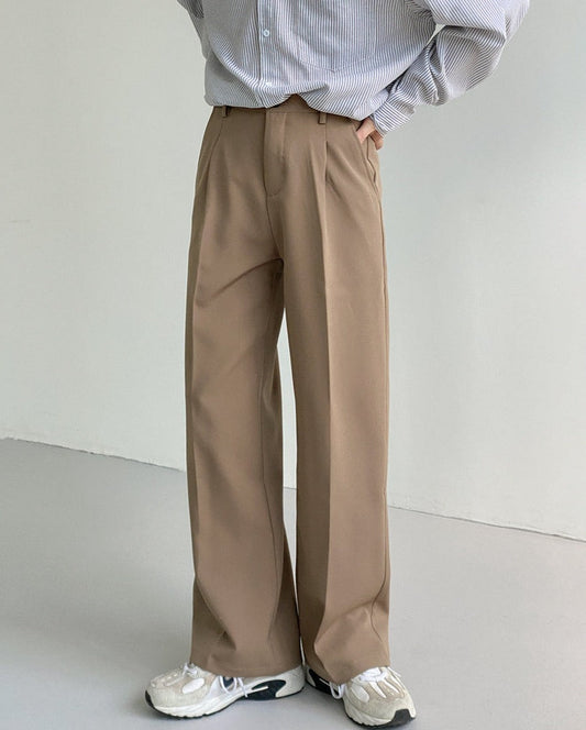 RT No. 5186 BROWN CASUAL DRAPE WIDE PANTS