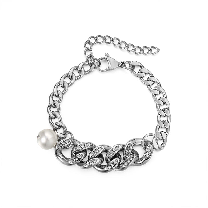 PEARL CUBAN BRACELET