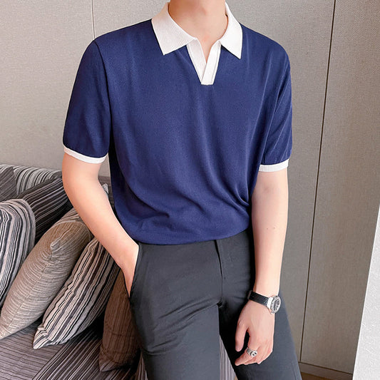 RT No. 4403 V-NECK SHORT SLEEVE COLLAR SHIRT