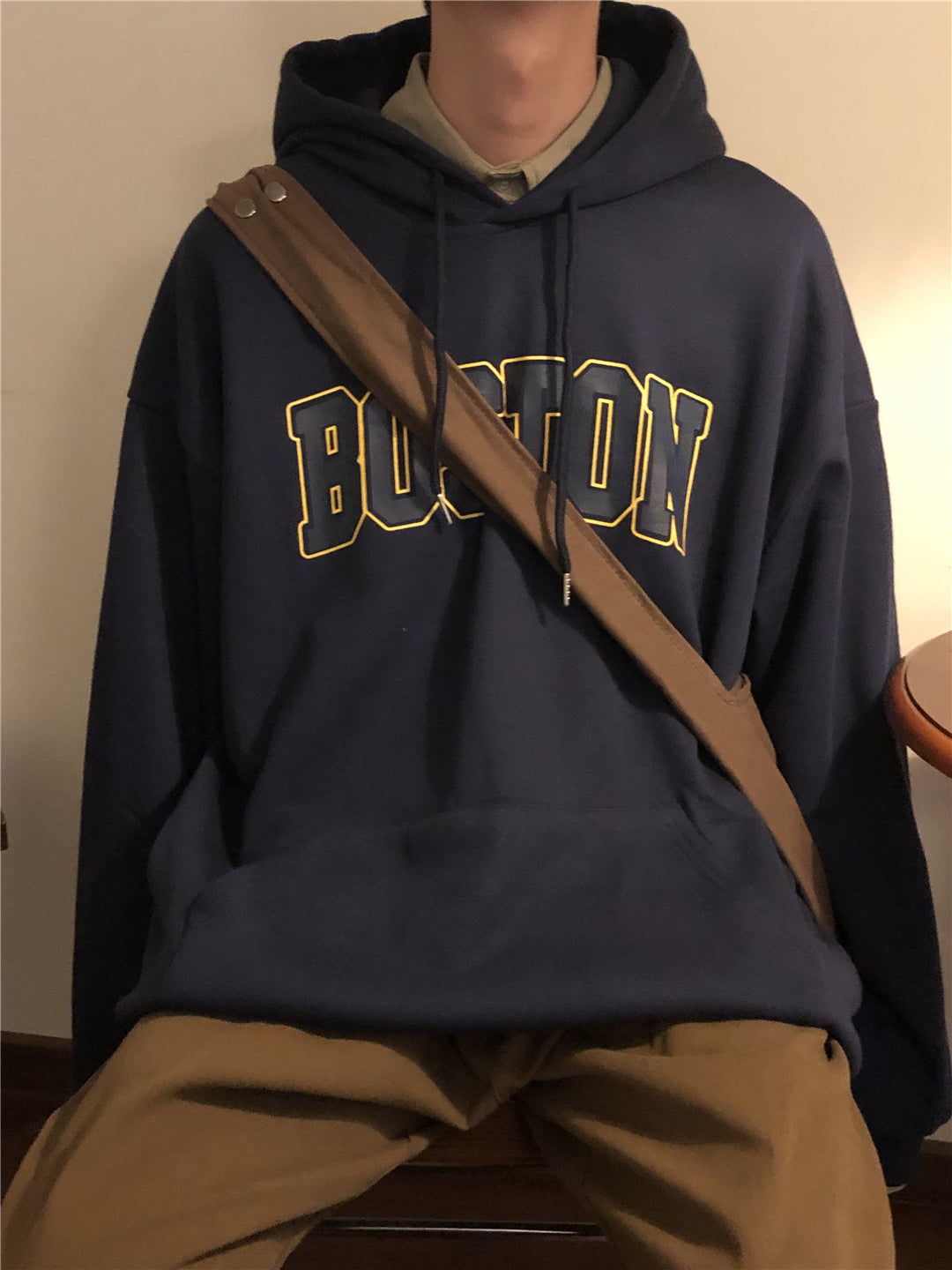 RT No. 3304 BOSTON DARK BLUE LETTERED HOODIE