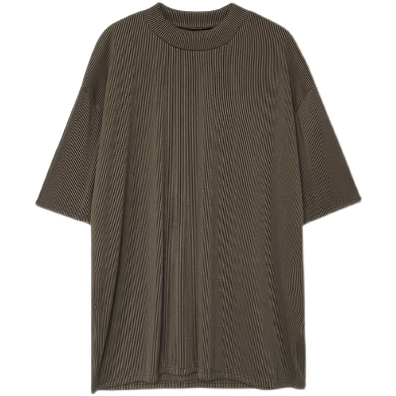 RT No. 4442 PLEATED HALF TURTLENECK SHORT SLEEVE SHIRT