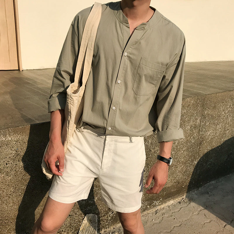 RT No. 2179 CHINESE COLLAR BUTTON UP SHIRT