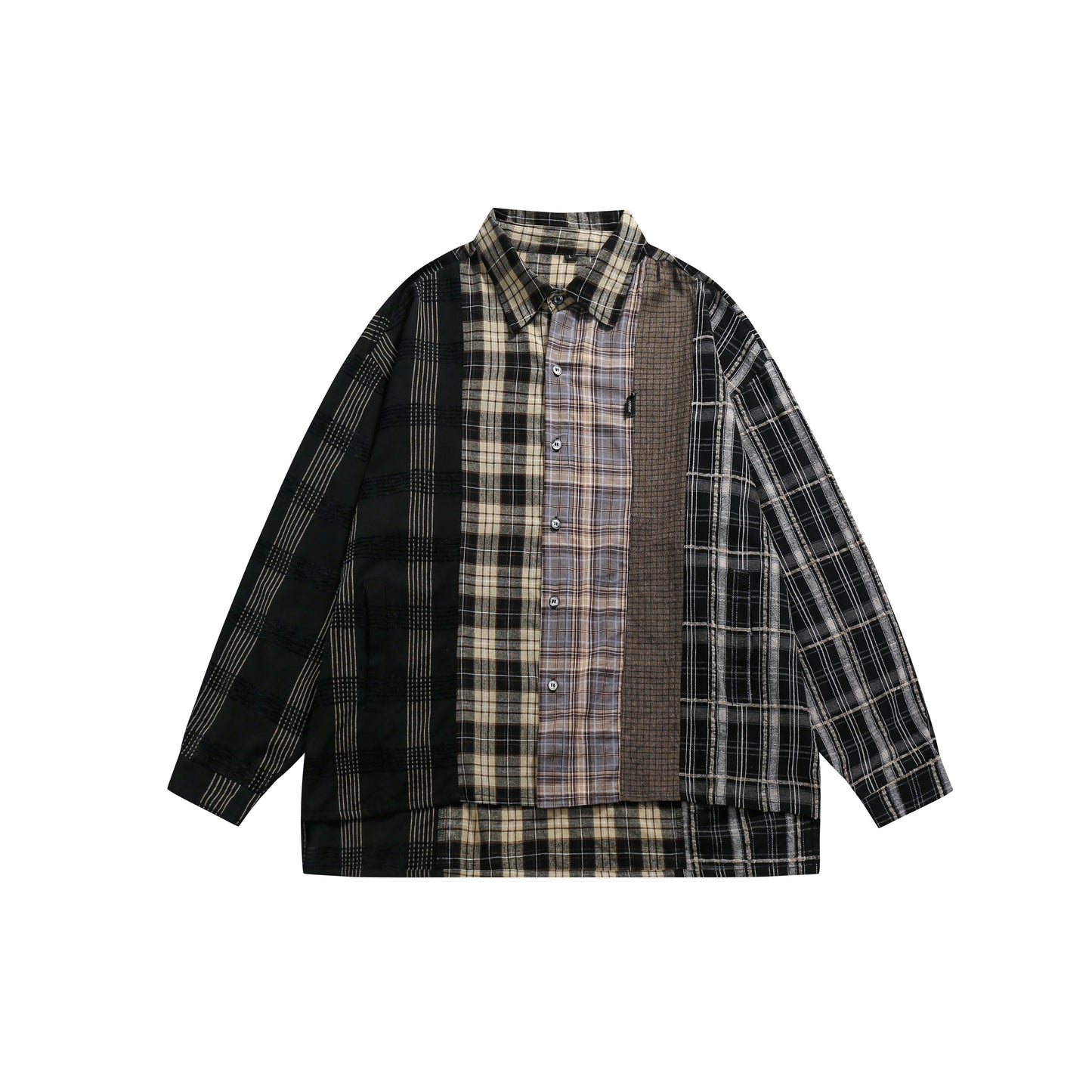 RT No. 5145 RECONSTRUCTED STITCHED FLANNEL PLAID SHIRT