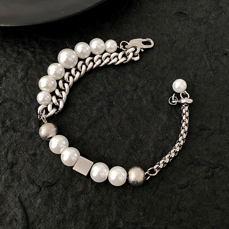 DOUBLE PEARL CHAIN BRACELET