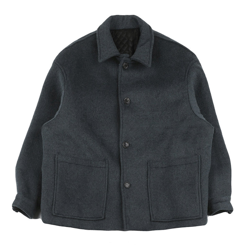 RT No. 5266 GRAY WOOLEN PADDED COLLAR COAT JK