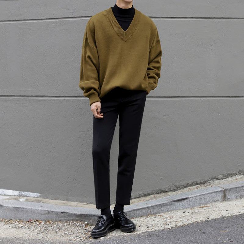 RT No. 4047 DARK YELLOW V-NECK SWEATER