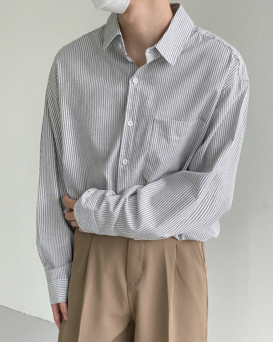 RT No. 5185 STRIPED COLLAR BUTTON-UP SHIRT