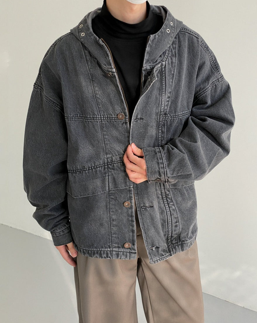 RT No. 5189 DARK GRAY HEAVY INDUSTRY HOODED DENIM JK