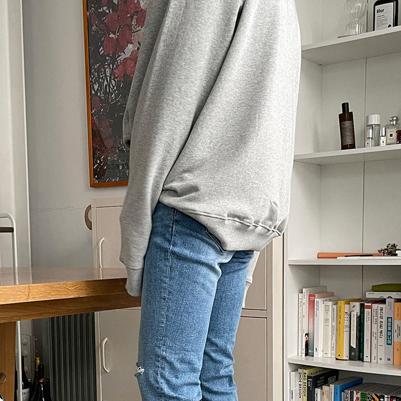 RT No. 5357 GRAY HALF ZIP-UP SWEATER