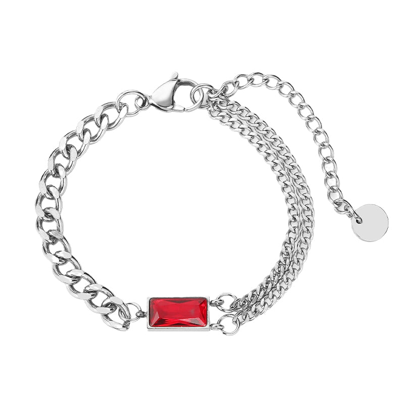 RED SQUARE DOUBLE CHAIN BRACELET