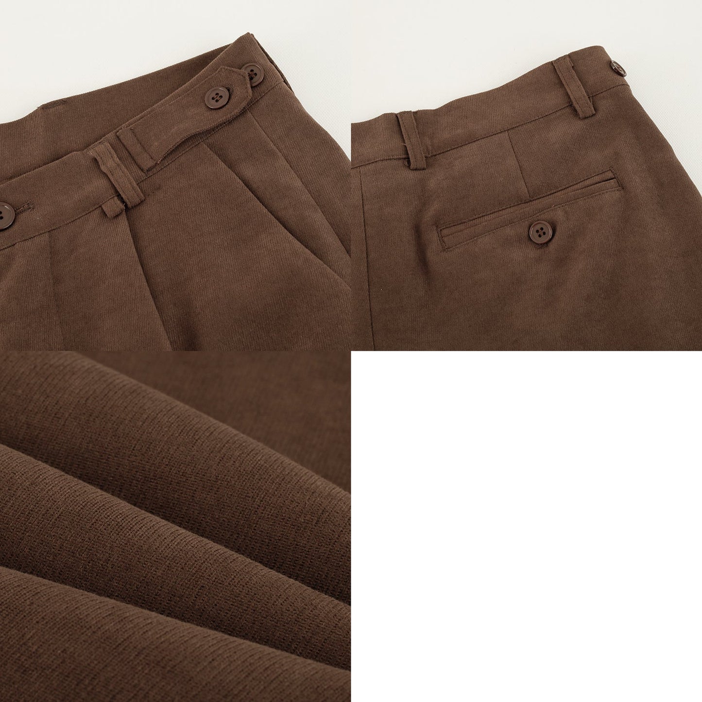 RT No. 5183 BROWN RETRO STYLED STRAIGHT CASUAL PANTS