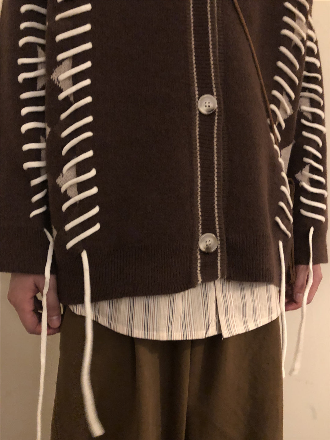 RT No. 3388 OVERSIZE BROWN KNITTED CARDIGAN