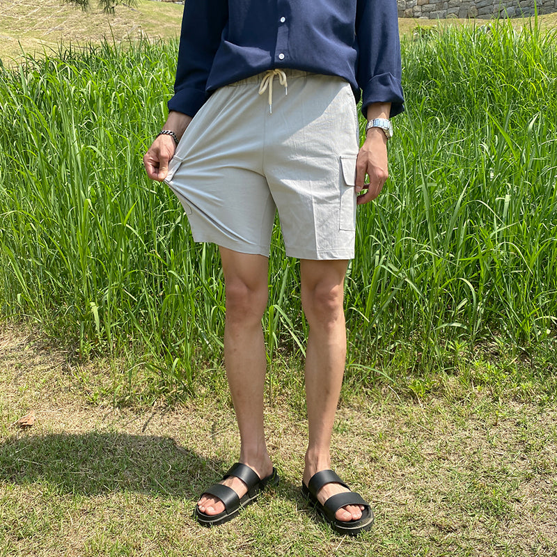 RT No. 1747 DRAWSTRING LINEN SHORTS