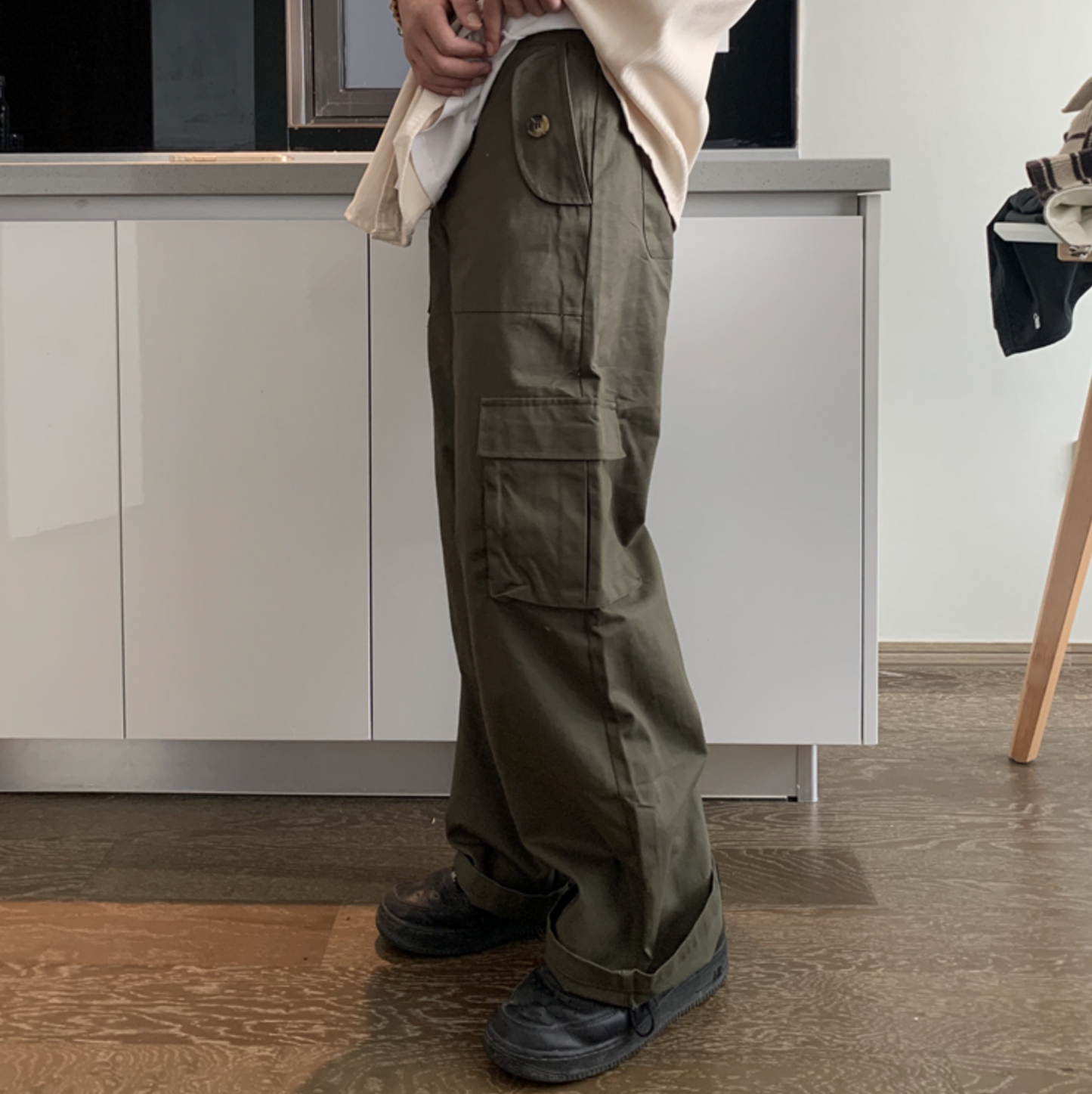 RT No. 5458 CARGO POCKET CASUAL WIDE STRAIGHT PANTS