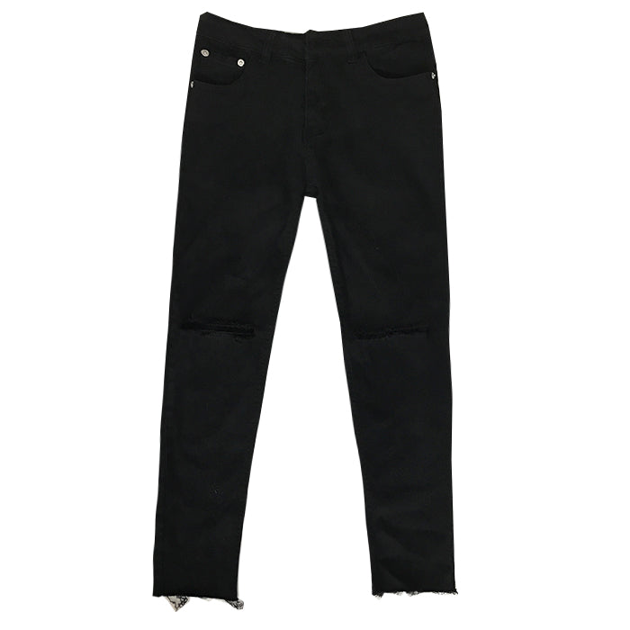 RT No. 4452 BLACK RIPPED SLIM DENIM JEANS