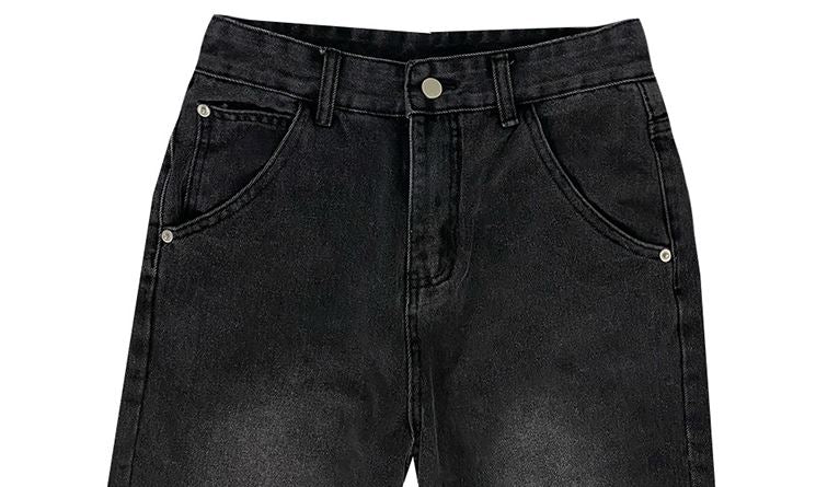 RT No. 4498 WASHED GRAY WIDE STRAIGHT JEANS