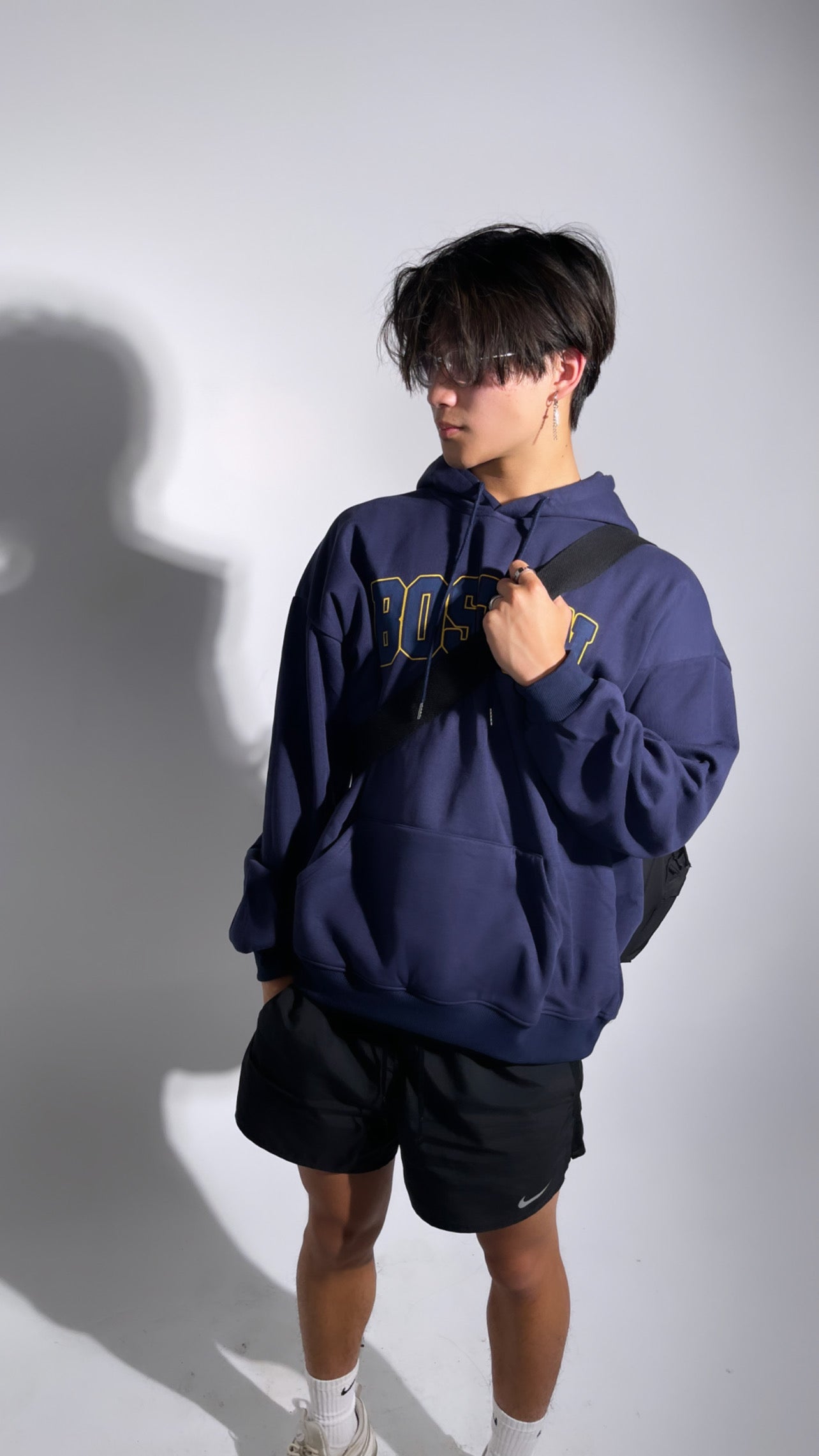 RT No. 3304 BOSTON DARK BLUE LETTERED HOODIE