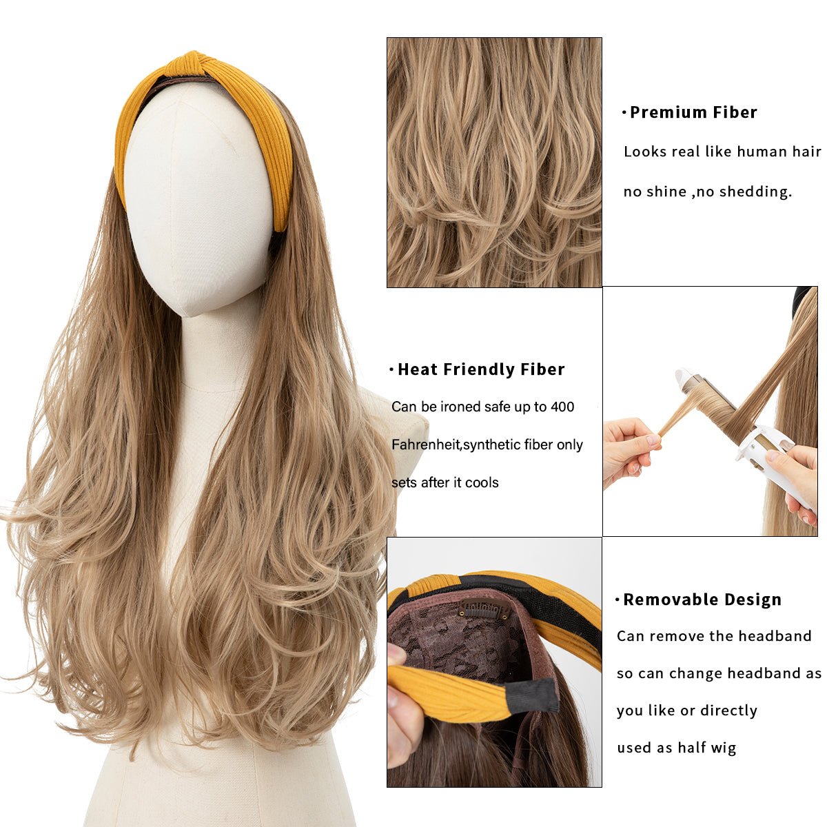 Long Wavy Headband Wig